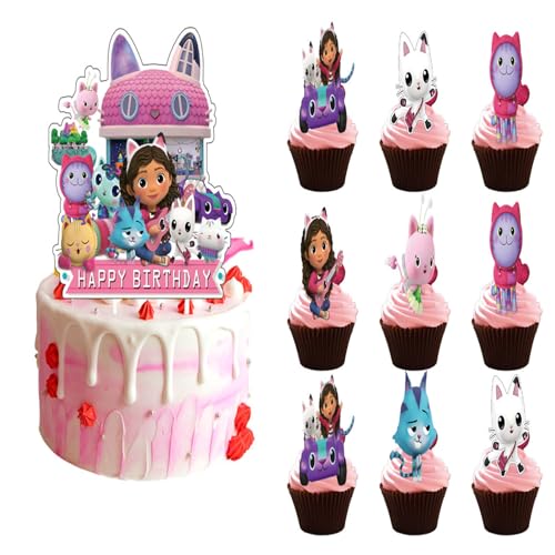 Krilucly 25 Pezzi Decorazioni Torta Compleanno per Bambini, Decorazione Torta dei Cartoni Animati, Temi Anime Popolari, Decorazione Cupcake, Topper Torta Compleanno