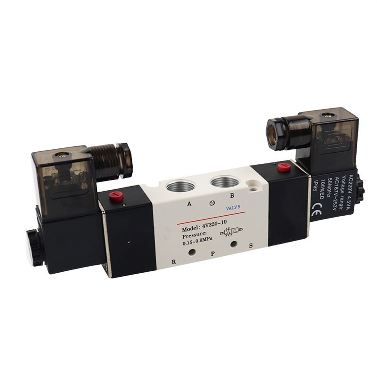 Uwukcjokq 5V 4V220-08 4V320-10 4V420-15 Valves With Muffler Connector /8Mm/10Mm/12Mm 5/2 5/3 Way Solenoid Valve(,4V220-08)
