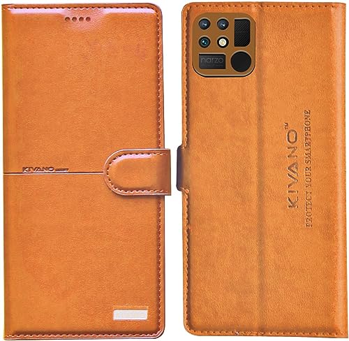 Image of KIVANO Compatible with Realme Narzo 50A Flip Cover | Leather Finish | Inside Pockets & Inbuilt Stand | Shockproof Wallet Style Magnetic Closure Back Cover Case