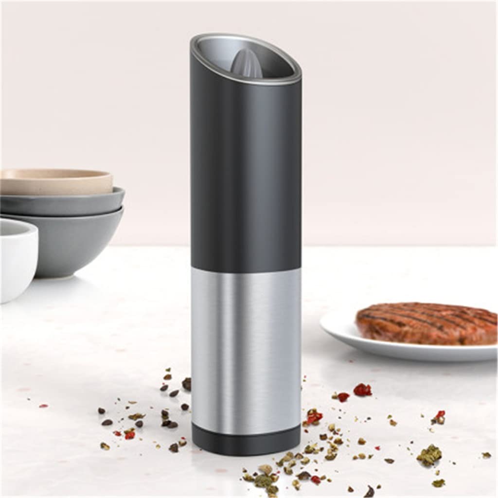 Macinapepe Macina sale e pepe elettrico con luce a LED Macina spezie automatico Utensile da cucina ruvidezza regolabile (Svart 2 pezzi)