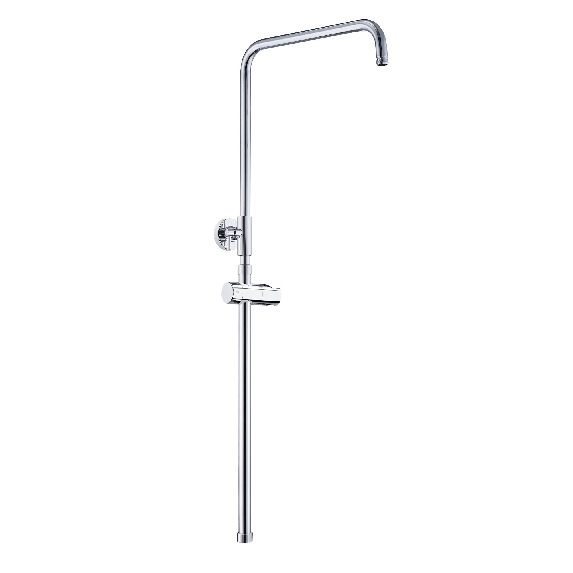 JOHO Barra de ducha de acero inoxidable con fijaciones de pared variables, Barra de pared para ducha de lluvia, Columna de ducha Reuglable 69-111 cm con Soporte de Alcachofa, Cromo