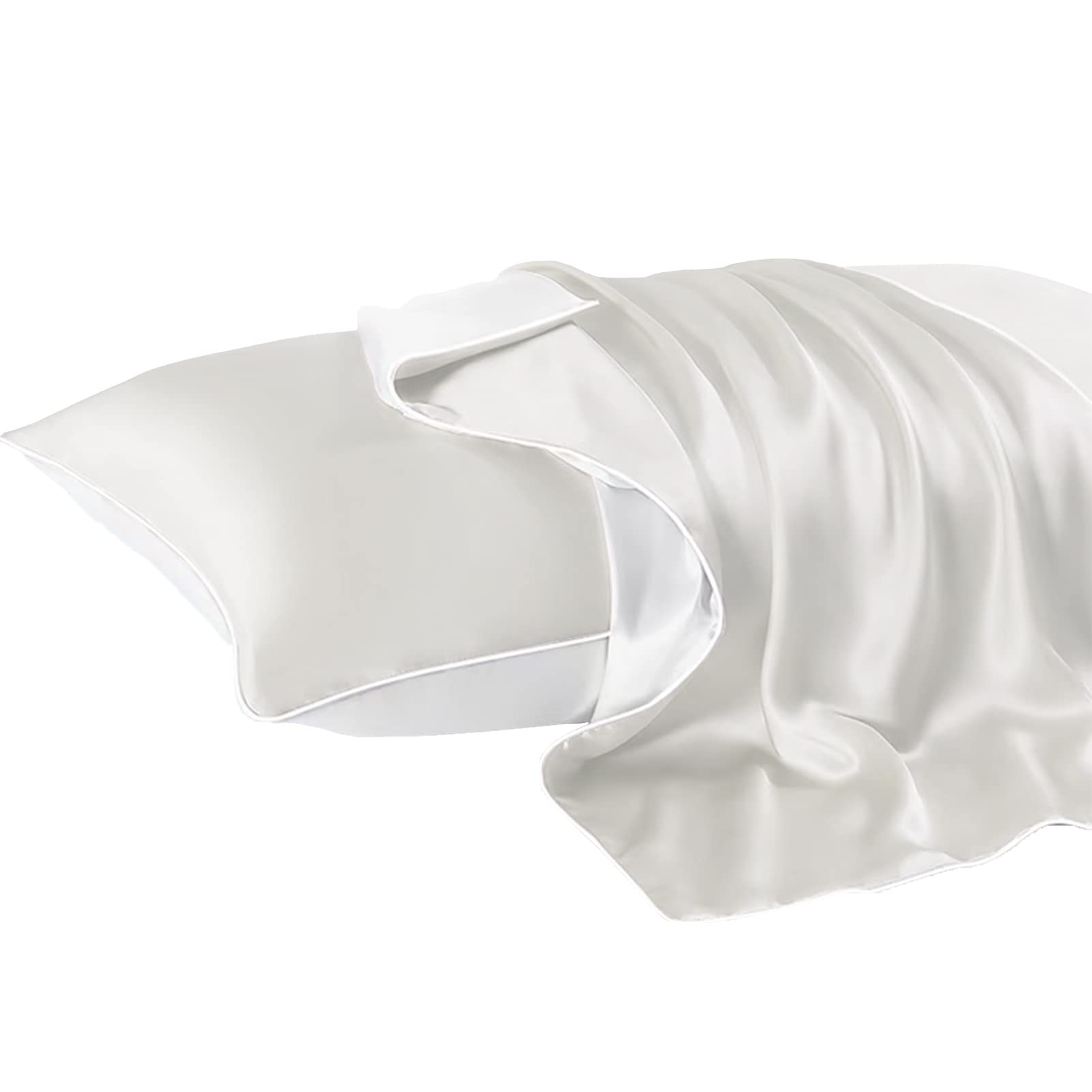 22 Momme Funda de Almohada de Seda 100% Natural Funda de Almohada de Seda de Morera Certificado Oekotex Estándar,Fundas de Almohada 40x80cm para Pelo y Piel 1 Pieza(Cierre de Hotel,Blanco Queso)