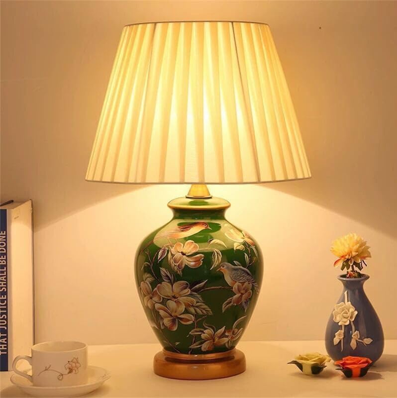 Contemporary Flowers and Birds Ceramics Table Lamp The American Village Living Room Bedroom Study Villa Hotel Bedside Desk Lamp (Style 7)