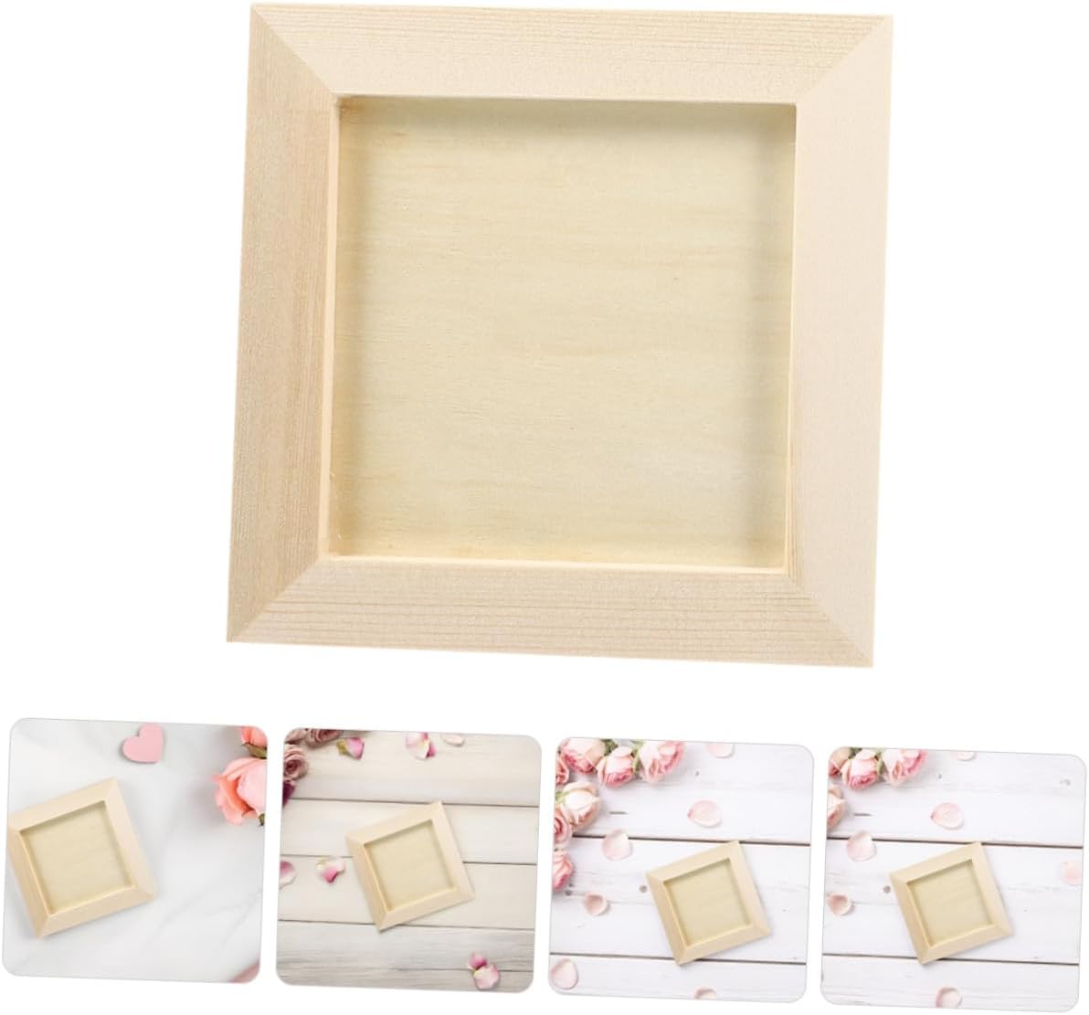 6pcs Unfinished Wooden Picture Frames for Kids Art Projects, 10x10cm