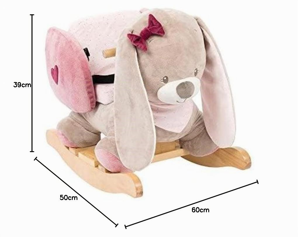 Nattou Schaukeltier Hase Nina, 10-36 Monate, 60 x 39 x 50 cm, Beige/Rosa