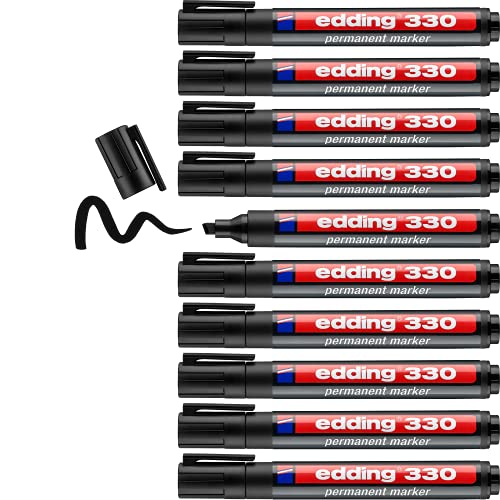 I marcatori permanenti edding 330 sono disponibili in 10 colori vivaci; ricaricabili