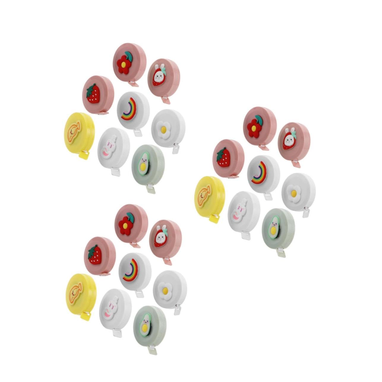 Housoutil 3 Series Cinta Para Medidor De Cuerpo Retráctil De Diseño Divertido Para Costura Y Manualidades Incluye Aguacate Fresa Conejo Flores Y Herramienta De Medición Flexible 8 Piezas X 3