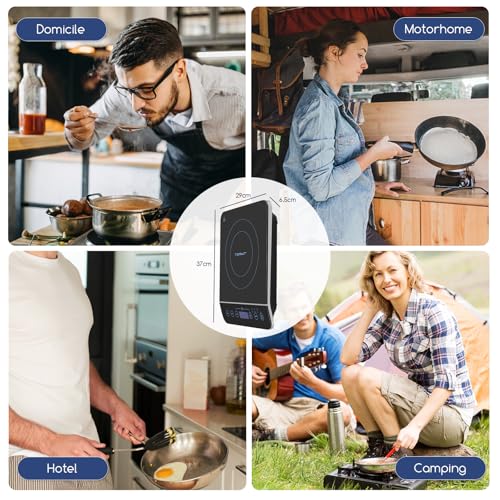 Foto von Aigostar Bluefire - Induktionskochfeld,10 Leistungsstufen, 200W-2000Watt, Temperaturbereich 60-240°C, LED Display, Schwarz