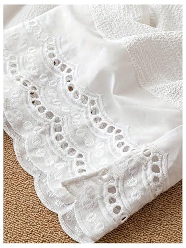 SHENHE Women's Summer Wide Leg Loose Pants Hollow Eyelet Elastic Waist Boho Vacation Trousers4