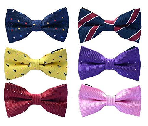 6pc Adjustable Pre-tied Mens Bow Tie Accessory Set by Zakka Republic (MBT-02)