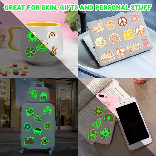 Image of 96PCS One Two Groovy 60s 70s Pre-Cut Luminous Temporary Tattoos for Kids
