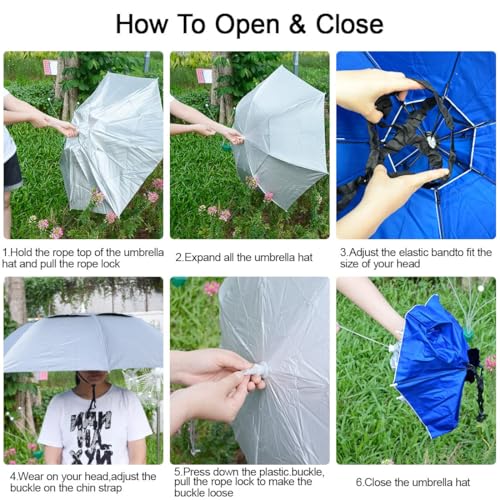 Kilobey Chapéu de guarda-chuva, grande, mãos livres, para mulheres e homens, chapéu de guarda-chuva