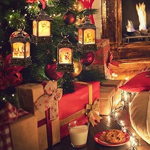 Christmas Decorations 4pcs Lanterns Set of Twinkling Fairy Lights Battery Operated LED Lights Christmas Lanterns for Bedroom Wedding Outdoor Christmas Tree Decoration Cover
