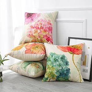 Artscope Set of 4 Waterproof Throw Pillow Covers 16x16 Inches, Hydrangea and Lotus Pattern Decorative Cushion Covers, Perfect to Outdoor Patio Garden Living Room Sofa Farmhouse Decor Artscope Set of 4 Waterproof Throw Pillow Covers 16×16 Inches Hydrangea and Lotus Pattern Decorative Cushion Covers Perfect to Outdoor Patio Garden Living Room Sofa Farmhouse Decor