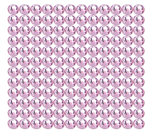 Onwon 144 Pcs Crystal Flat Back Brilliant Round Rhinestones Glass Stones Glitter Gems Faux Diamond for Craft,Nail Art,Shoes,DIY Decorations (SS40 / 8mm, Pink)