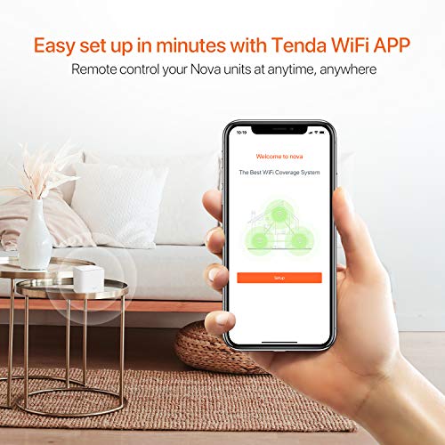 Image of Tenda Nova MW5G Whole Home Mesh Wi-Fi System, 2500sq Wi-Fi Coverage, Two Gigabit Ports, Work with Amazon Alexa, Parental Controls, Easy Set Up, Router and Wi-Fi Booster (Pack of 2)
