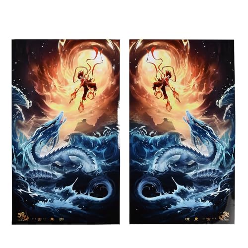 Image of JSCARLIFE Skull Car B-Pillar Sticker, HD Printed PVC Waterproof Car Decals, Car Stickers Vinyl Self-Adhesive Side Strip Decal Cool Stickers (Ne Zha Style 1)