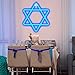 Hanukkah Decorations Star of David Blue Neon Window Lights, 12 Inch Battery and USB Powered Chanukah LED Neon Sign Lights with Timer for Jews Judaism Synagogue Passover Shabbat Hanukkah(1 Pcs)
