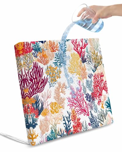 Hokiten Coral Coastal Outdoor Cushion Chair Cover Set of 4 - Waterproof Couch Seat Covers, Nautical Summer Beach Ocean Patio Furniture Protector Cushions Slipcovers for Sofa/RV, 22