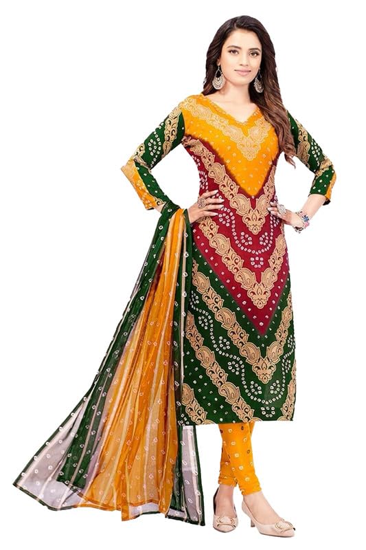 Women's Crepe Printed Readymade Patterned Neck Kurta Pant Set with Dupatta