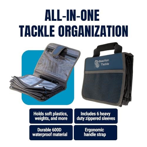 Image of Reaction Tackle Deluxe Bait Binder, Water Resistant Soft Bait Storage System for Soft Plastics and Rigs with Zippered Sleeves, Speed Binder