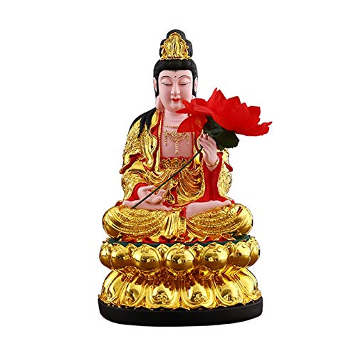 Statue de Bouddha Feng Shui avec fleurs rouges pour la décoration de maison