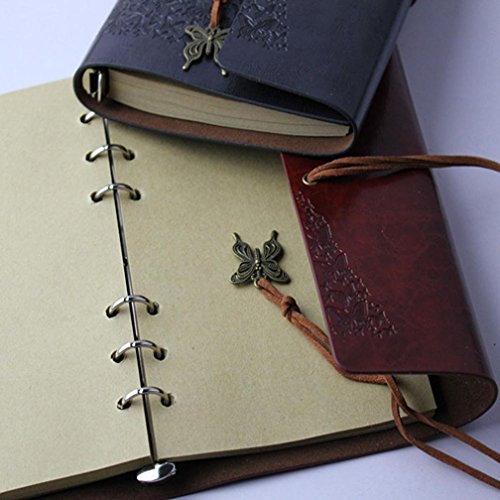 Weite 5 cores retrô Kraft tiras de papel longa saia borboleta menina capa caderno, diário portátil b