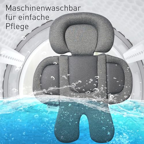 Innokids Säuglings Autositz Einsatz, Neugeborener Kopf-Stützkissen und Körper-Stützkissen für Babys Anzug für Baby-Autositze und Kinderwagen (Tiefgrau)