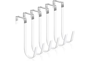 6 Pack Over The Door Hooks, White Door Hanger Hook