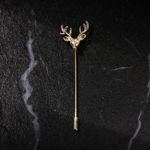 Image of wynameleri Men's Metalic Brooches and Pins, Gold Lapel Pin for Men, Shirt Stud Flower Deer Feather Pins