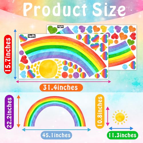 Vinilo decorativo arcoíris grande para pared 36x16 pulg miniatura 3