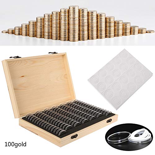 Caja organizadora de madera para colección de monedas miniatura 5