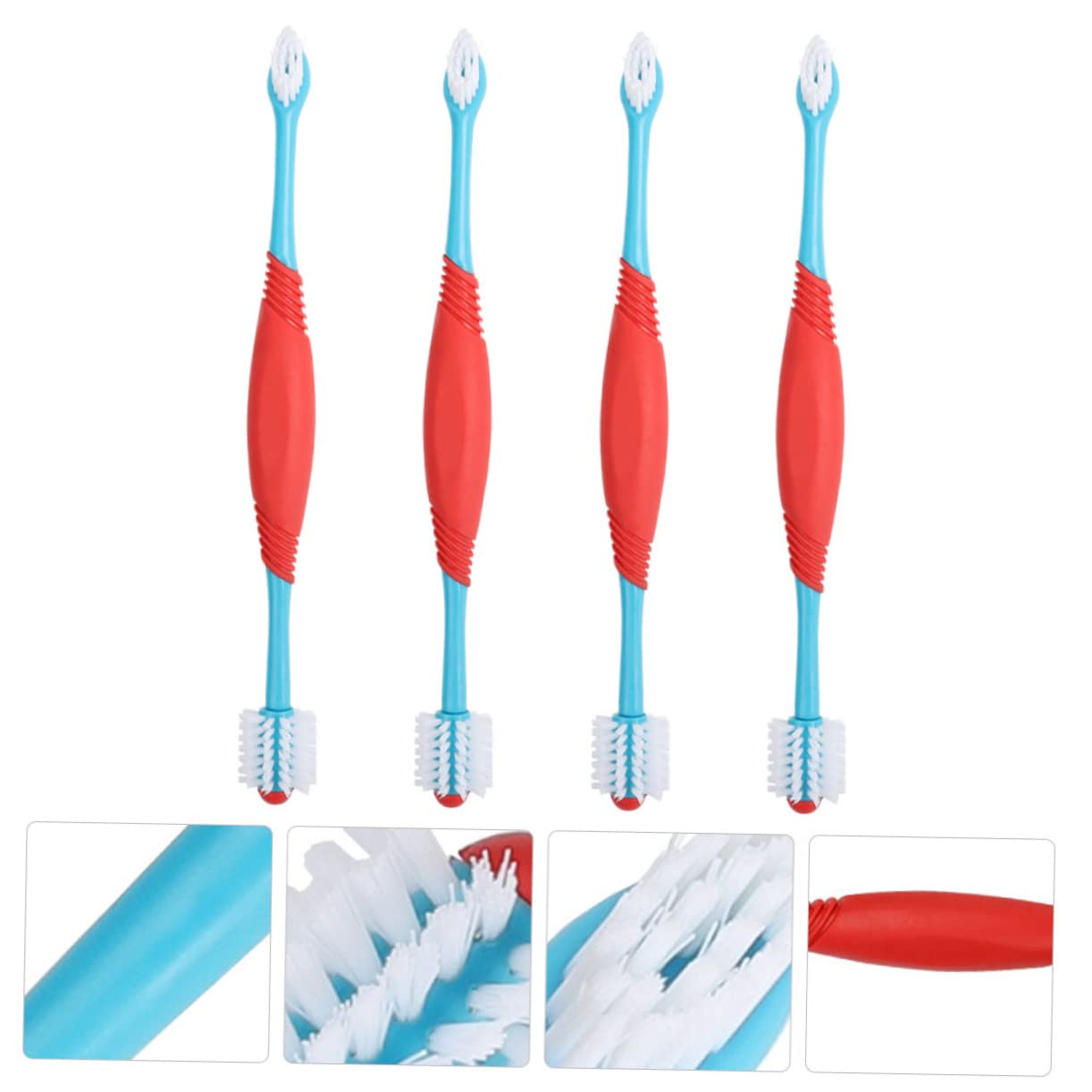 minkissy Lot De 3 Brosses À Dents Doubles Pour Animaux De Compagnie Manche Ergonomique Nettoyage Des Dents Nettoyage De La Cavité Buccale 4 Pièces X 3