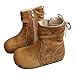 IWIHMIV Girls Ankle Boots Girls Side Zipper Short Suede Cowboy Booties Non Slip Fashion Mid Calf Boots for Toddler（Brown,12.5