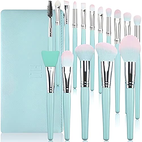 Makeup Brushes Duaiu 15Pcs Marble Makeup Brush Set Premium Synthetic Kabuki Powder Blush Contour Foundation Concealer Eyeshadow Brushes With Makeup Sponge Make Up Tool #TOP2