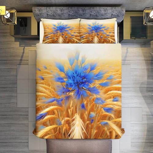 Housse de couette double 200x200 fleur en microfibre douce