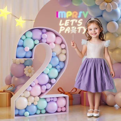 imprsv 3FT Marquee Number 2, Mosaic Number Frame for Balloons