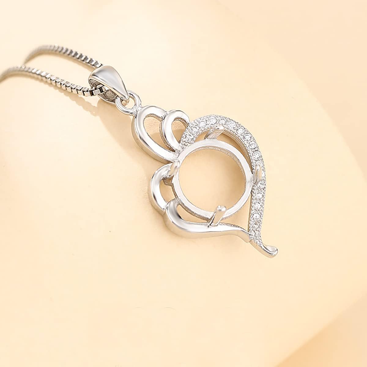 925 Sterling Silver Pendant Base Setting Trays fit 10X10mm Round Gemstone DIY Resin Cameo Blanks for Crafting Necklace Pendants Findings Bases(Platina Color)