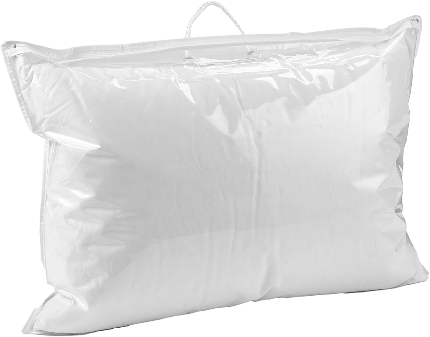 Home Bedding Pack of 2 Pillow Storage Bags, Clear Transparent Polypropylene Plastic, Long Lasting Durability, Zipped Bag With Nylon Handles, 53cm x 71cm, Can Also Store Clothes, Towels & More