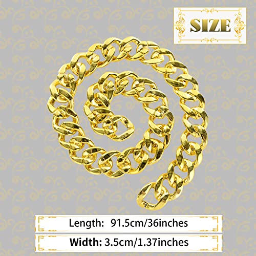 Men's Big Gold Chain Necklace: Fake Chunky Gold Chain Costume Accessories, Hip Hop Rapper Jewelry 80s 90s Punk Style Halloween Party4