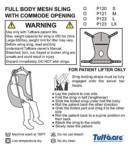 Tuffcare Full Body Shower/Bath Commode Sling Compatible With Hoyer, Invacare, Mckesson, Drive, Lumex, Medline, Joerns And Other Patient Lifts, Oversize Fit Mesh Polyester Slings (Small) #TOP5