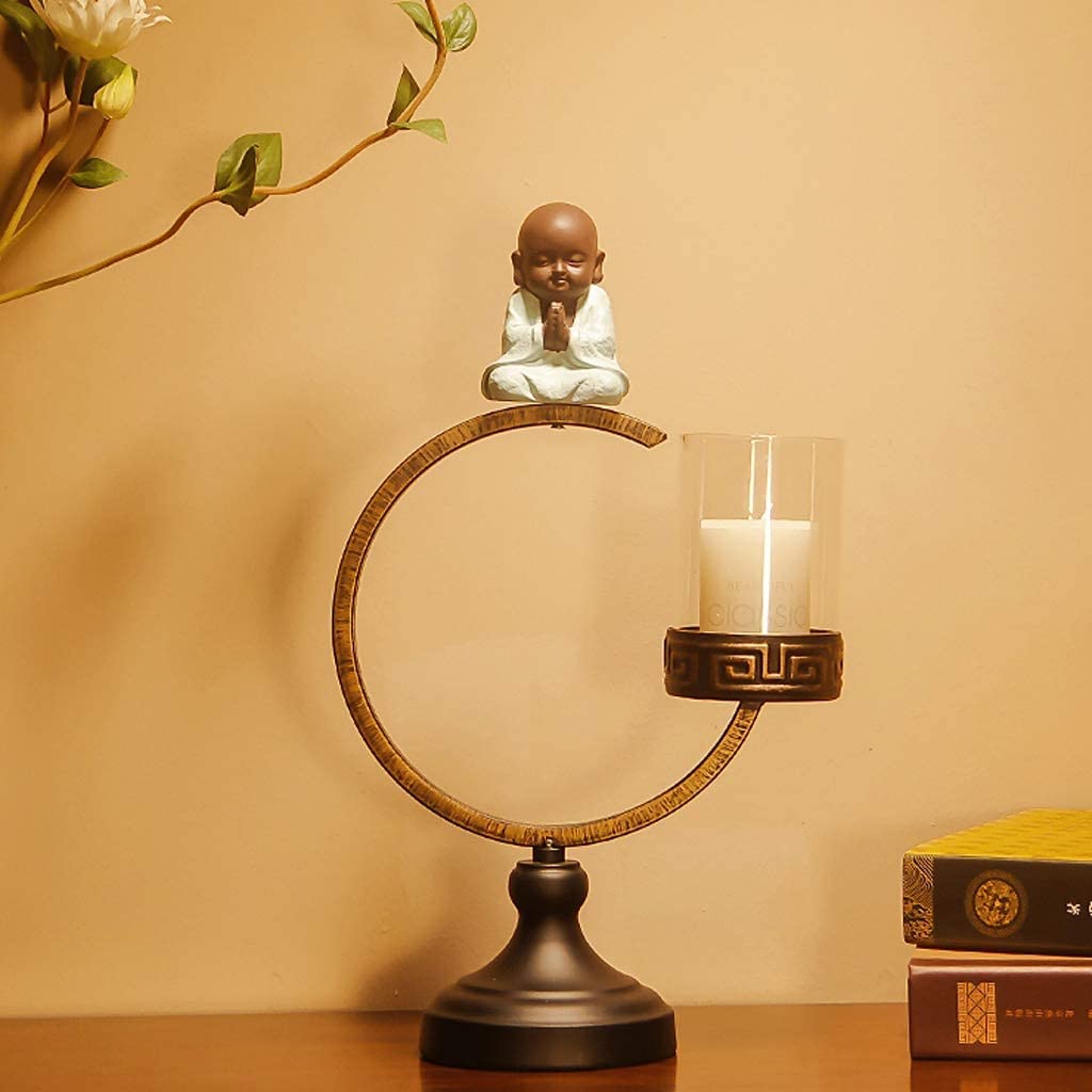 Candelieri Portacandele in Metallo, candeliere in Metallo in Ferro battuto, Moderni candelabri creativi Zen Ornamenti per la Decorazione Domestica Regalo