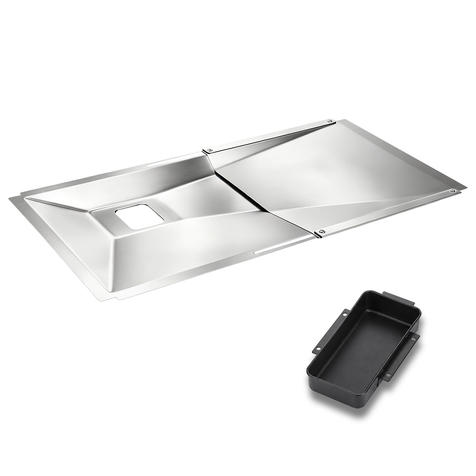 Denmay Bandeja universal para grasa con bandeja colectora, bandeja de goteo ajustable para barbacoa de gas de 3/4/5 quemadores de Charbroil, Dyna Glo, Nexgrill, Kenmore y más, bandeja recogegrasa (60