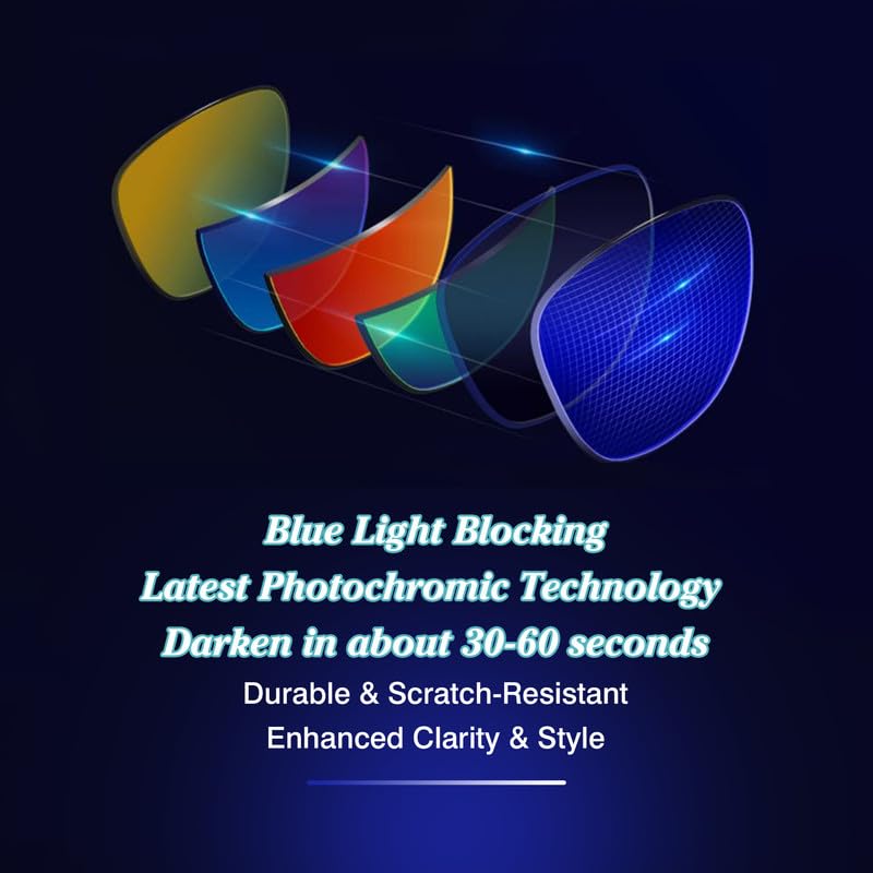 Image of YEIN Blue Photochromic Replacement Lenses for Ray-Ban Meta RW4006 Wayfarer, Unisex, Blue Light Blocking Sunglasses