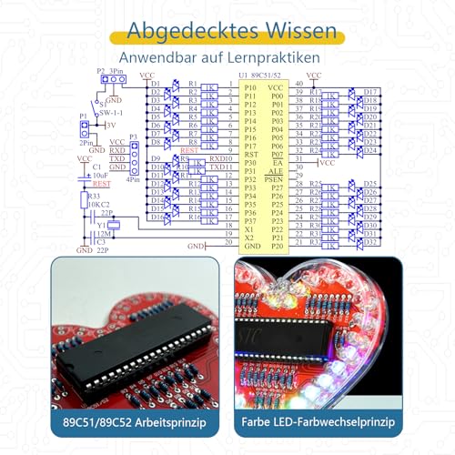 Kit de soudage LED cœur EIELE changeant de couleur pour débutant