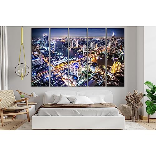 Cuadro de Bangkok en lienzo ZELLART para decorar salones modernos con vistas urbanas de fondo