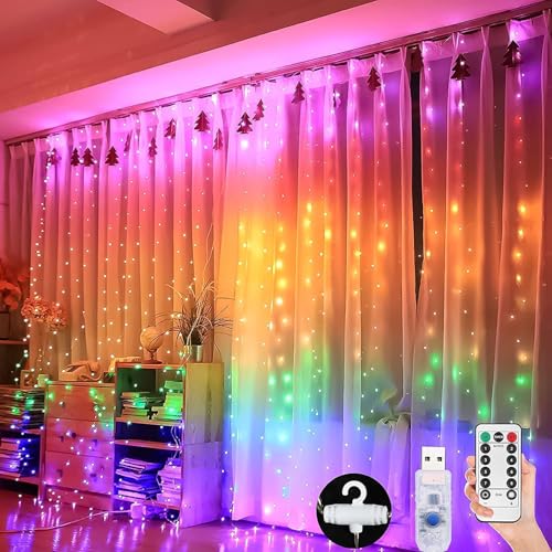 Image of IMNISHNAY Multicolor Curtain Fairy Lights with Remote & USB | Decorative LED String Lights for Home, Festivals, Party & Christmas