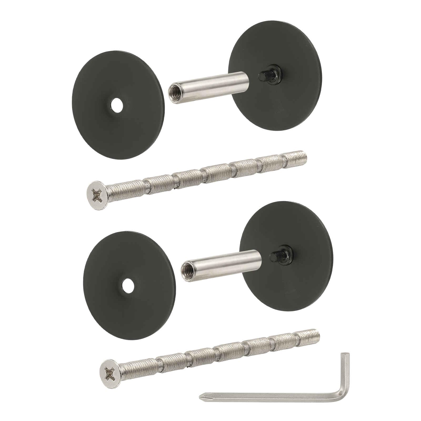 PATIKIL 2Pcs Door Hole Cover Plate, (Black) Stainless Steel Deadbolt Cover Plate Door Knob Hole Filler Plates with 3.54" Connecting Screws, Suit for - 1-3/4" Holes/Door/Cabinet/Wall