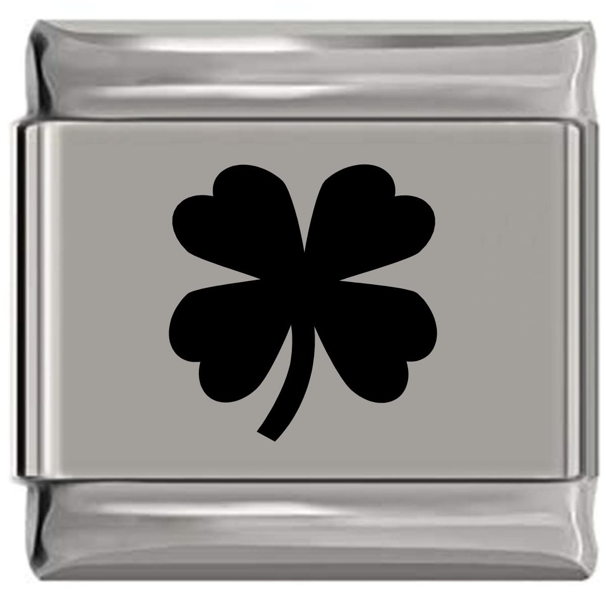 NewCharms Four Leaf Clover Laser Engraved Italian Charm (9mm Standard Size)