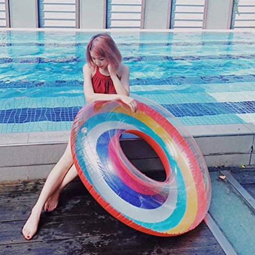 Anel inflável de segurança para adultos com padrão de arco-íris de plástico espesso 1 peça da Bespor